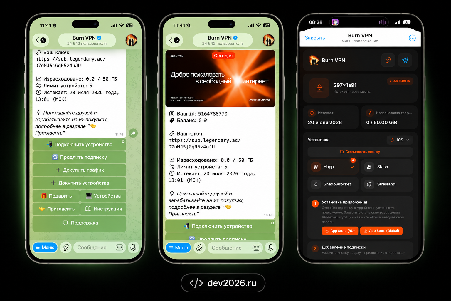VPN-бот для Telegram — экран проекта